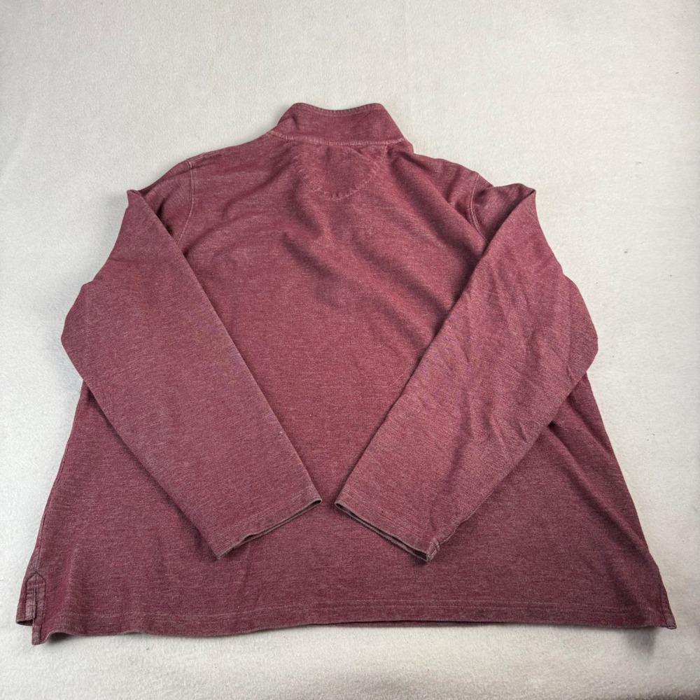 Orvis Mens XL Quarter Zip Pullover Heathered Burgundy Kangaroo Pocket Sweater - Picture 2 of 5
